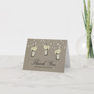 Carte De Remerciements Chaîne de lumière rustique Mason Jar