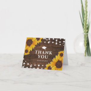 Carte De Remerciements Chaîne de tournesol rustique Lumières Graduation