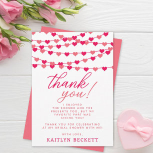 Carte De Remerciements Chaîne pendante Fête des mariées de coeur d'amour