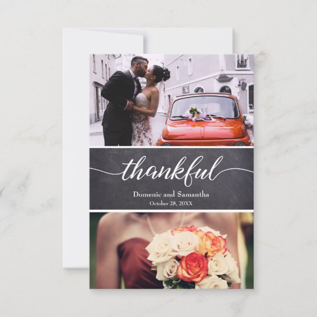 Carte De Remerciements Chalkboard Rustic Mariage ThankScript (Devant)