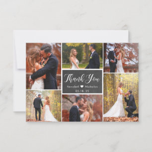 Carte De Remerciements Chalkboard Rustic Script 6 Photo Collage Mariage