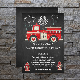 Carte De Remerciements Chalkboard Sonne l'alarme ! Baby shower de camion-