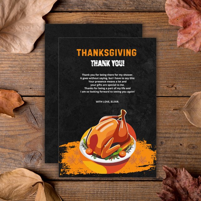Carte De Remerciements Chalkboard Thanksgiving Roasted Turkey Baby Shower (Créateur téléchargé)