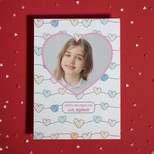 Carte De Remerciements Chambre de classe photo personnalisée Saint-Valent (Custom Photo Classroom Valentine's Day Thank You Card)