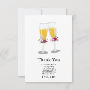 Carte De Remerciements Champagne Brunch et Bubbly vous remercient