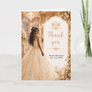 Carte De Remerciements Champagne Gold Salle de Bal Sweet Seize