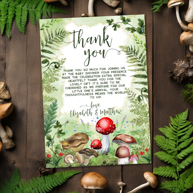 Carte De Remerciements Champignons de la forêt Fermes Vert Rustique Scrip (Créateur téléchargé)