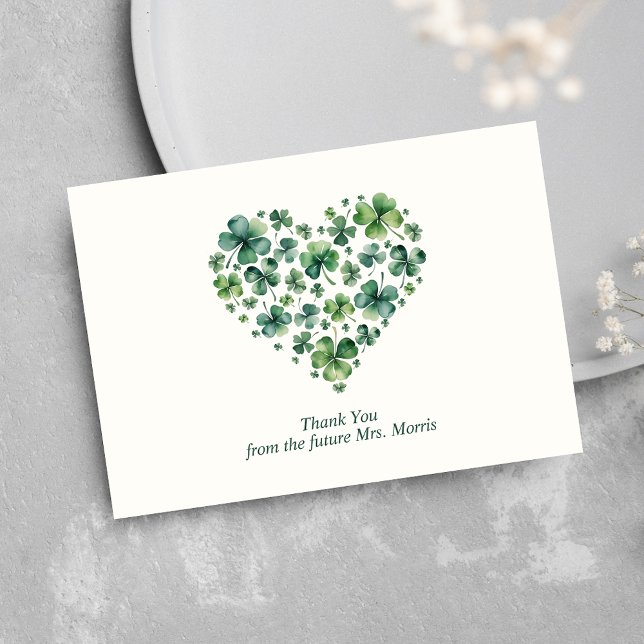Carte De Remerciements Chanceux en amour Shamrock Heart Enterrement de vi (Créateur téléchargé)