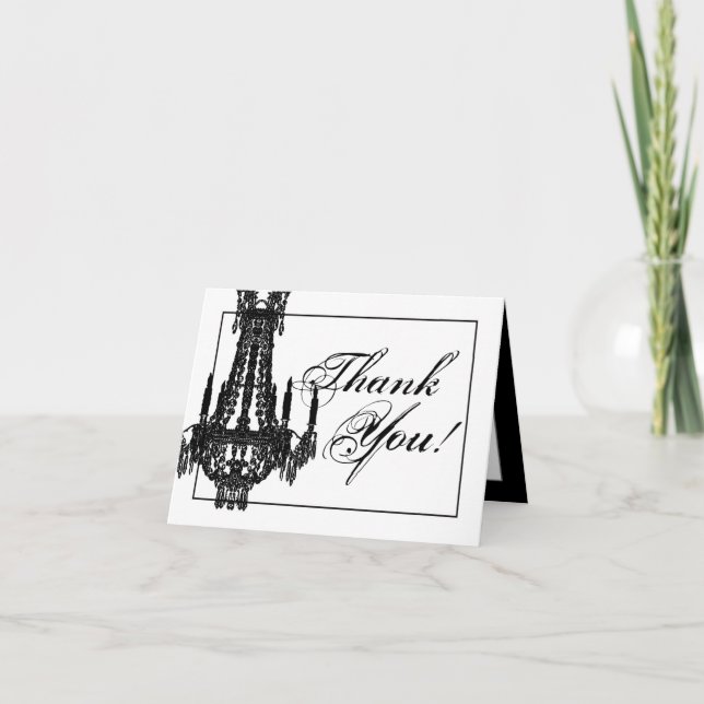 Carte De Remerciements Chandelier en cristal plié Glitz Gla (Devant)