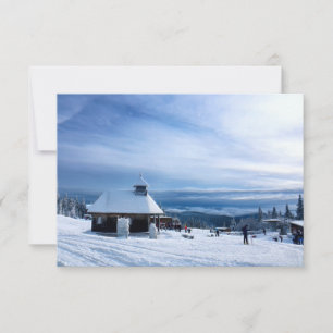 Carte De Remerciements Chapelle dans la montagne de neige des Alpes