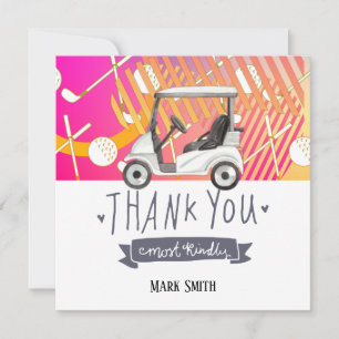 Carte De Remerciements Chariot de golf coloré arc-en-ciel pour fête d'ann