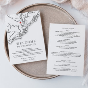 Carte De Remerciements Charleston Mariage Bienvenue Itinéraire Noir Blanc