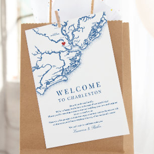 Carte De Remerciements Charleston SC Mariage Bienvenue Itinéraire Marine 