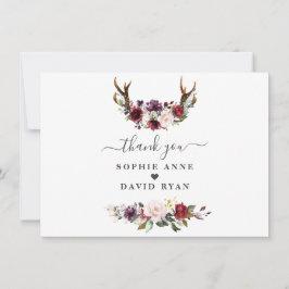 Carte De Remerciements Charm Bourgogne rose Plum Blush Flowers Mariage