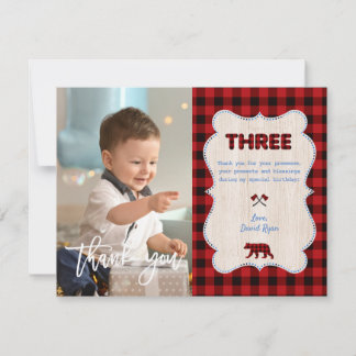 Carte De Remerciements Charm Red Buffalo Photo Boy 3e anniversaire