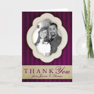 Carte De Remerciements Charme Ancien Ivory & Aubergine Photo Remerciement