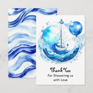 Carte De Remerciements Charme nautique rustique : Baby shower garçon