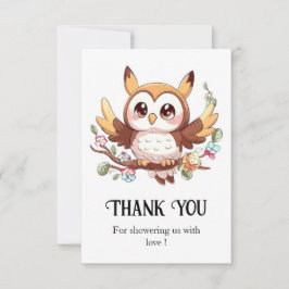 Carte De Remerciements Charming Cute Owl Baby shower