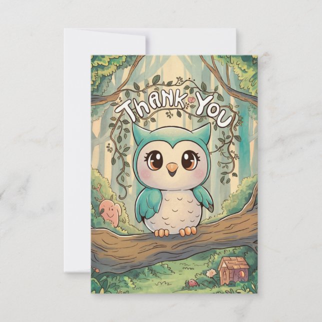 Carte De Remerciements Charming Owl (Devant)