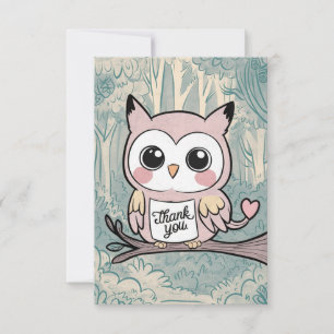 Carte De Remerciements Charming Owl coloré