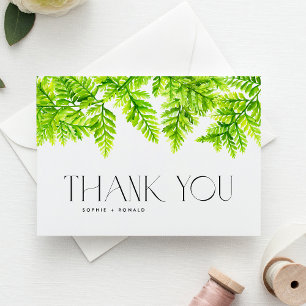 Carte De Remerciements Chartreuse Green Ferme Feuilles Garland Mariage