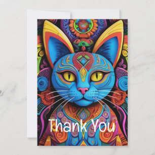 Carte De Remerciements Chat Abstrait aux yeux jaunes