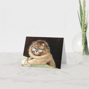 Carte De Remerciements Chat au travail avec lunettes de Louis Wain