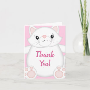 Carte De Remerciements Chat Baby shower Kitty Rose