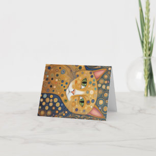 Carte De Remerciements Chat de style Klimt blanc