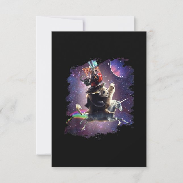Carte De Remerciements Chat équitation Panda Llama Unicorn (Devant)