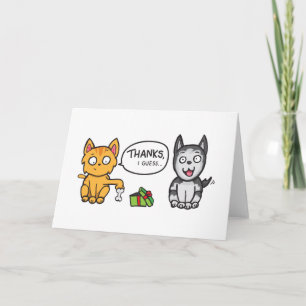 Carte de remerciements chat et chien