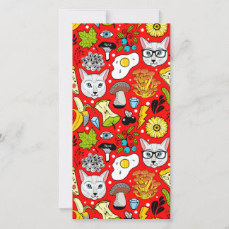 Carte De Remerciements Chat et oeuf sur le rouge