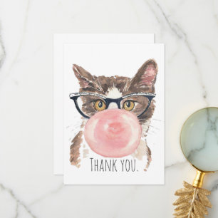 Carte De Remerciements Chat Funny Bubblegum