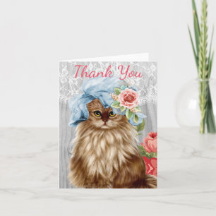 Carte De Remerciements Chat habillé en Casquette