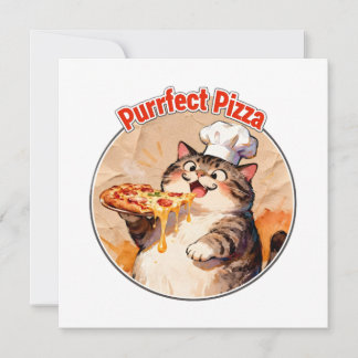 Carte De Remerciements Chat heureux chef avec pizza