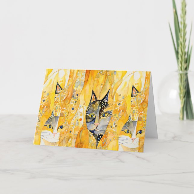 Carte De Remerciements chat jaune Abstrait (Devant)