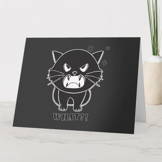 Carte De Remerciements Chat mignon fâché baiser quoi. (Devant)