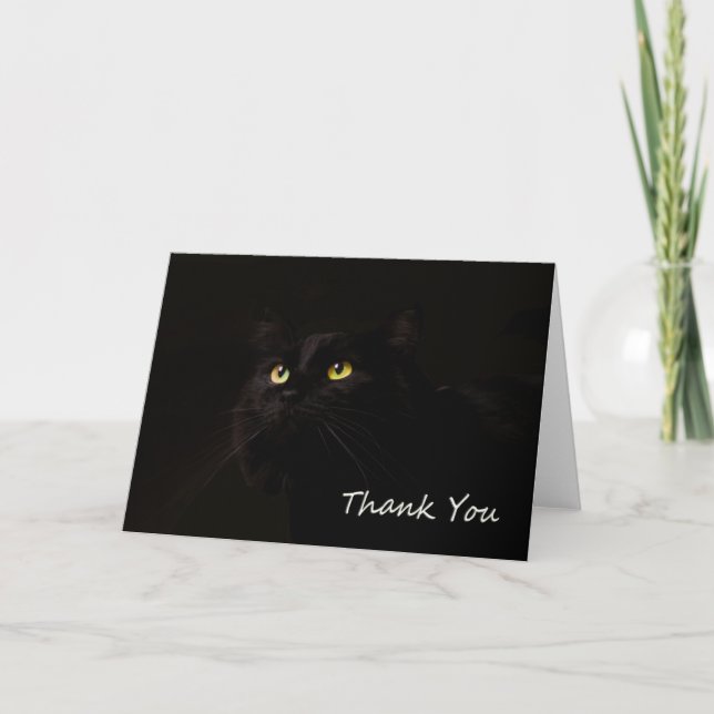 Carte De Remerciements Chat noir par point pour une cause (Devant)