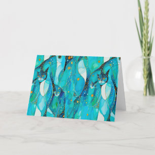 Carte De Remerciements chat turquoise Abstrait