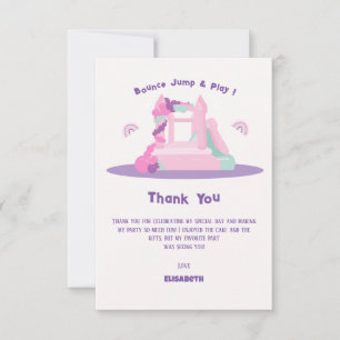 Carte De Remerciements Château de Maison de Bounce Rose Anniversaire