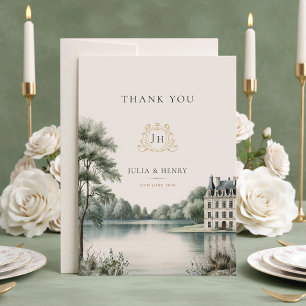 Carte De Remerciements Château Français Élégant Remerciement de Mariage à