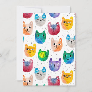 Carte De Remerciements Chats à l'aquarelle et amis