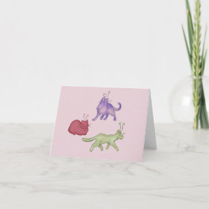 Carte De Remerciements Chats Aliens Espace Fantaisiste Chat Drôle Sci-Fi