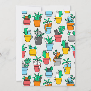 Carte De Remerciements Chats dans les pots à fleurs