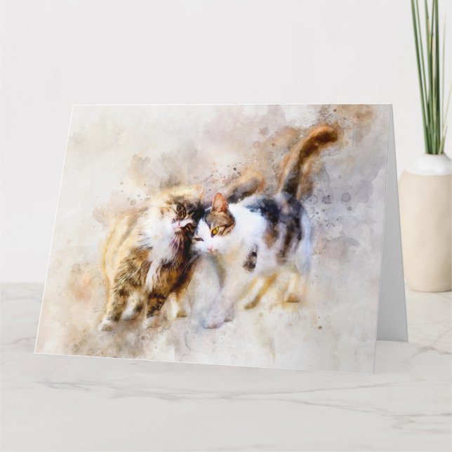 Carte De Remerciements Chats Meilleurs amis pour l'aquarelle (Devant)