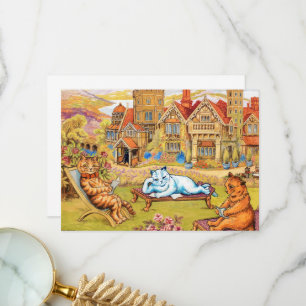 Carte De Remerciements Chats se relaxant dans les jardins de Napsbury by 