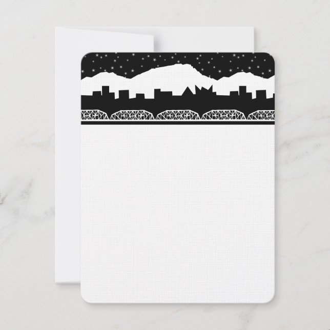 Carte De Remerciements Chatt Skyline noir et blanc (Devant)