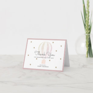 Carte De Remerciements Chaud Air Balloon Douche Wis pour bébé rose