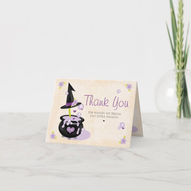 Carte De Remerciements Chaudière de sorcière de Halloween personnalisée a (Devant)