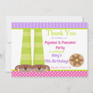 Carte De Remerciements Chaussons de chien Pyjamas & Pancakes Fête d'anniv